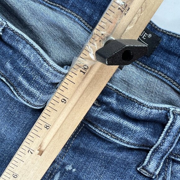 Judy Blue Jean Women Measured 35x30 Boyfriend Blue Faded Distressed Denim Tag 32 - Picture 15 of 16